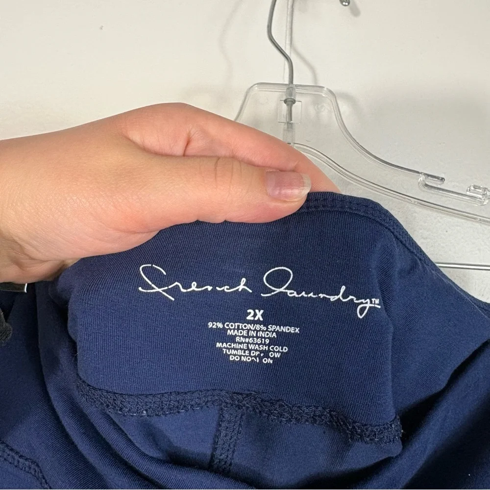 French Laundry Dark Navy Blue Cutout Ankle Length Athletic Leggings Plus Size 2X